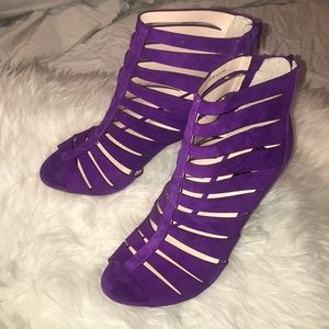 Purple suede booties